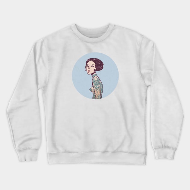 Trish - Tattooed Lady Crewneck Sweatshirt by RudeOne